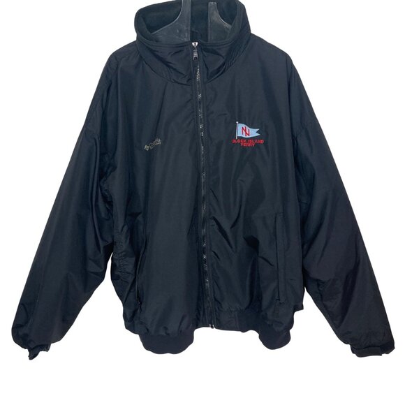 Vintage Columbia Block Island Ferry Jacket Mens XXL Black Fleece Lined Nautical - Picture 1 of 12